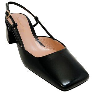 Gianvito Rossi Black Patent Leather Square Toe Slingback Pumps